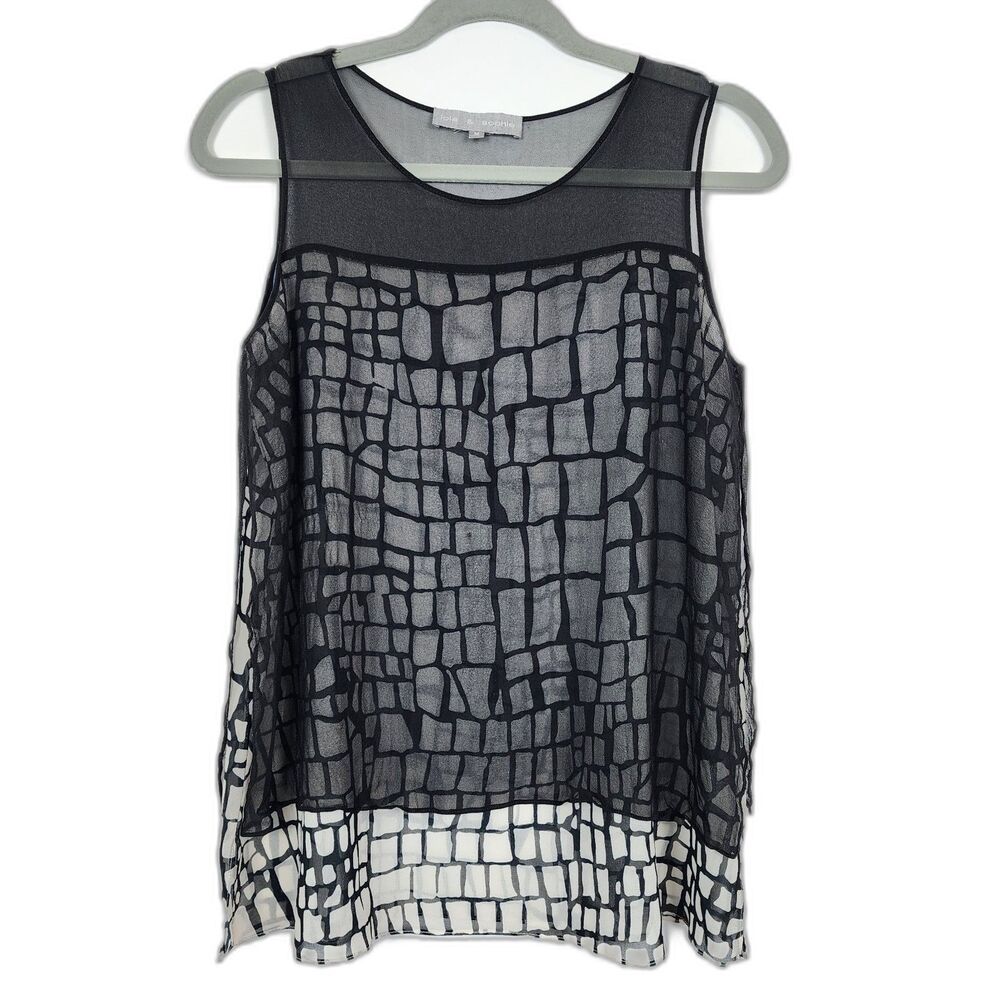 Lola & Sophie Sheer Layered Sleeveless Silk Top Size M